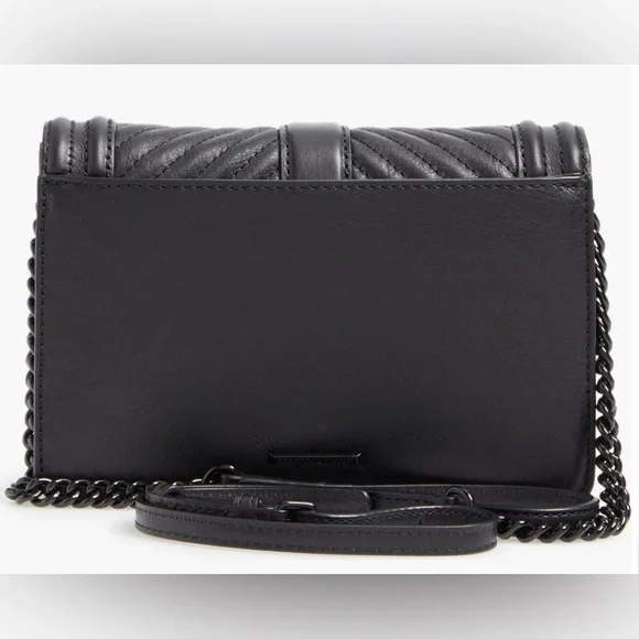REBECCA MINKOFF Small Love Crossbody Chevron Quilted Leather Crossbody (Black) - Picture 4 of 13